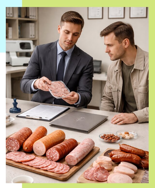 Сертификация колбасных изделий в Зеленокумске от 7637 р. | Алешин-Злм